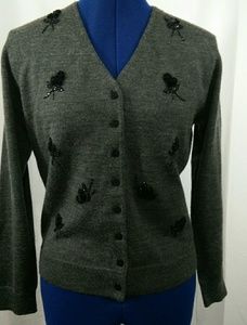 Edward Chapman Gray Beaded Floral Cardigan 12